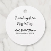 Travel vrijgezellenfeest voeg naam datum miss toe  bedankjes labels (Achterkant)