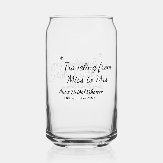 Travel vrijgezellenfeest voeg naam datum miss toe  blikvorm glas (Voorkant)