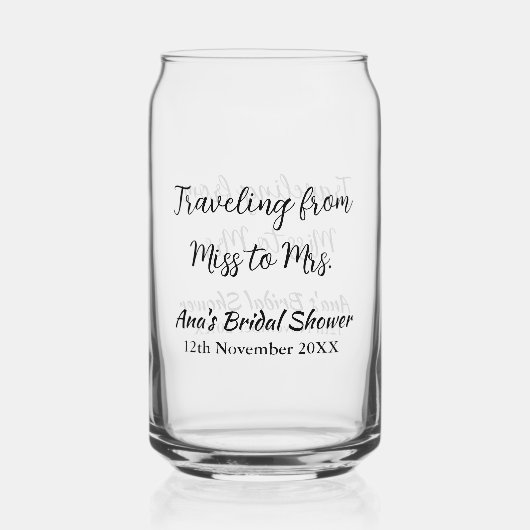 Travel vrijgezellenfeest voeg naam datum miss toe blikvorm glas (Voorkant)