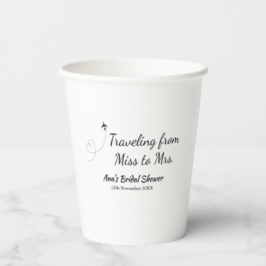 Travel vrijgezellenfeest voeg naam datum miss toe papieren bekers (Achterkant)