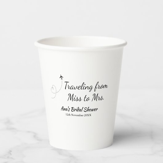 Travel vrijgezellenfeest voeg naam datum miss toe papieren bekers (Voorkant)