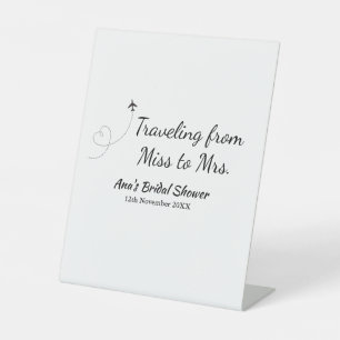 Travel vrijgezellenfeest voeg naam datum miss toe reclamebord met voetstuk