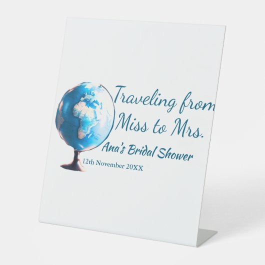 Travel vrijgezellenfeest voeg naam datum miss toe reclamebord met voetstuk (Voorkant)