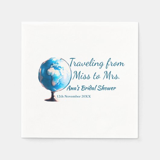 Travel vrijgezellenfeest voeg naam datum miss toe servet (Voorkant)