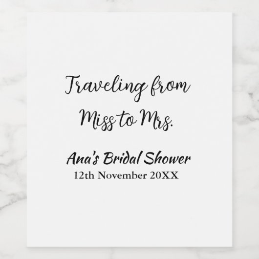 Travel vrijgezellenfeest voeg naam datum miss toe  wijn etiket (Enkel label)