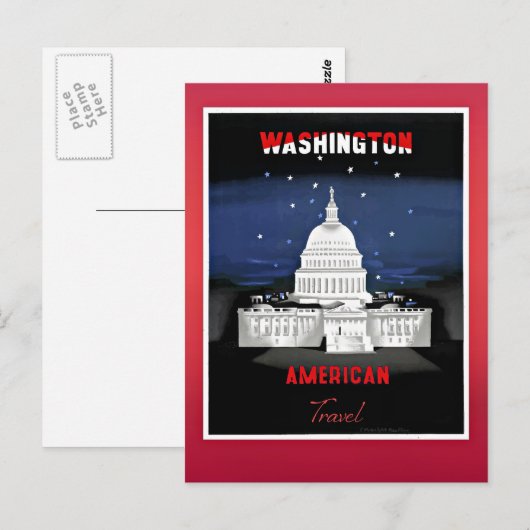 Travel Washington, vintage poster Briefkaart (Voorkant / Achterkant)
