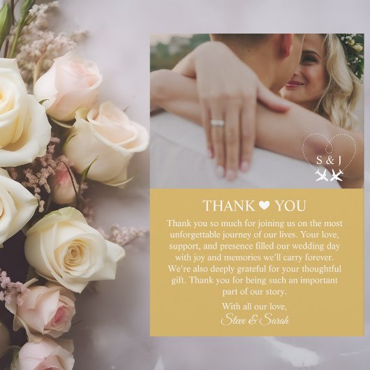 Travel Wedding Airplane Heart Modern Aviation Bedankkaart