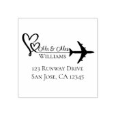 Travel Wedding Vliegtuig & Harten moderne luchtvaa Rubberstempel (Afrduk)