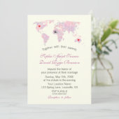 Travel Wedding Watercolor World Map Ivory Kaart (Staand voorkant)