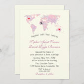 Travel Wedding Watercolor World Map Ivory Kaart (Voorkant / Achterkant)