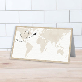 Travel Wereldkaart Baby shower Place Card Plaatskaartje