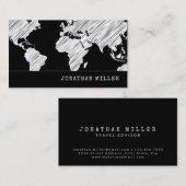 Travel | WERELDKAART | Zwart-wit | Minimalistisch Visitekaartje (Voorkant / Achterkant)