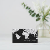 Travel | WERELDKAART | Zwart-wit | Minimalistisch Visitekaartje (Staand voorkant)