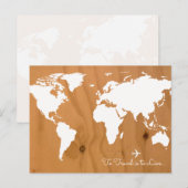 travel . white world map on wood briefkaart (Voorkant / Achterkant)