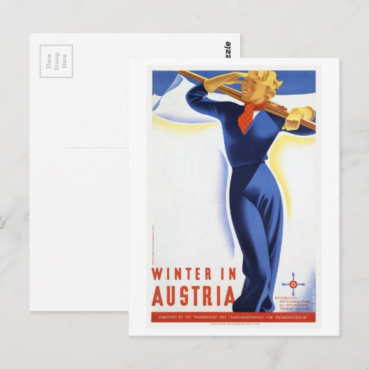 Travel Winter in Oostenrijk Ski Sports Briefkaart (Voorkant / Achterkant)