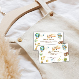 Travel World Airplane Diaper Raffle Baby Shower  Informatiekaartje