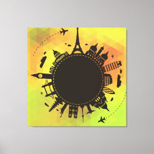 Travel World Landmarks Cool Illustratie Canvas Afdruk
