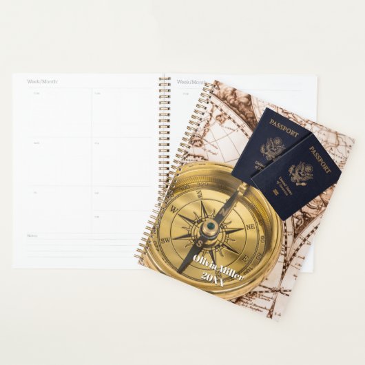 Travel World Map Passport Compass Stylish  Planner (Display)
