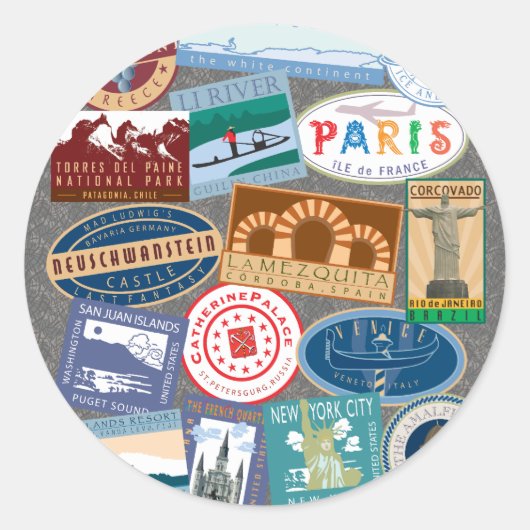 TRAVEL-World Traverler Ronde Sticker (Voorkant)