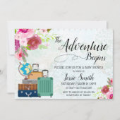 Travel Worldmap Baby shower Adventure begint met R Kaart (Voorkant)