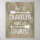 Traveler zijn geen toeristische typografie-kunst poster (Voorkant)