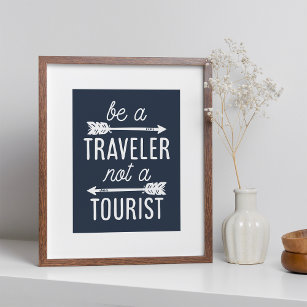 Traveler zijn geen toeristische typografie-kunst poster