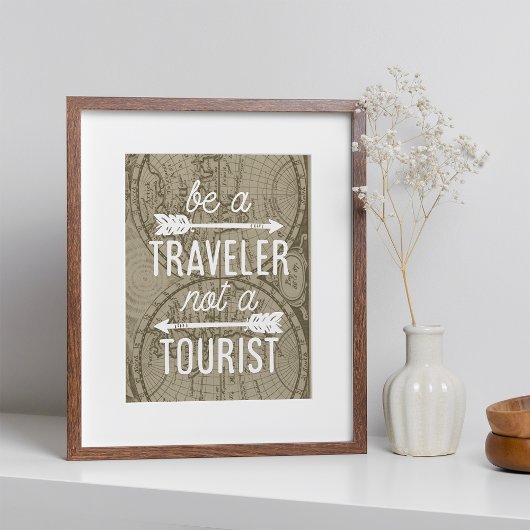 Traveler zijn geen toeristische typografie-kunst poster