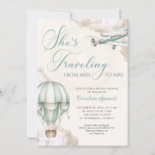 Traveling Adventure Bridal Shower Invitation Kaart (Voorkant)