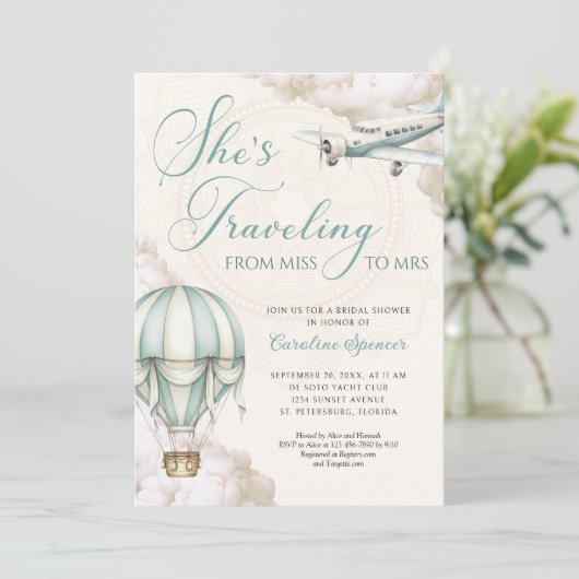 Traveling Adventure Bridal Shower Invitation Kaart (Staand voorkant)