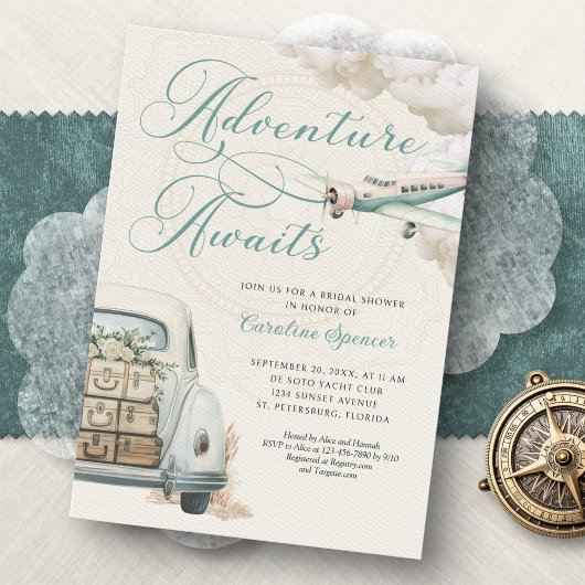 Traveling Adventure Bridal Shower Invitation Kaart