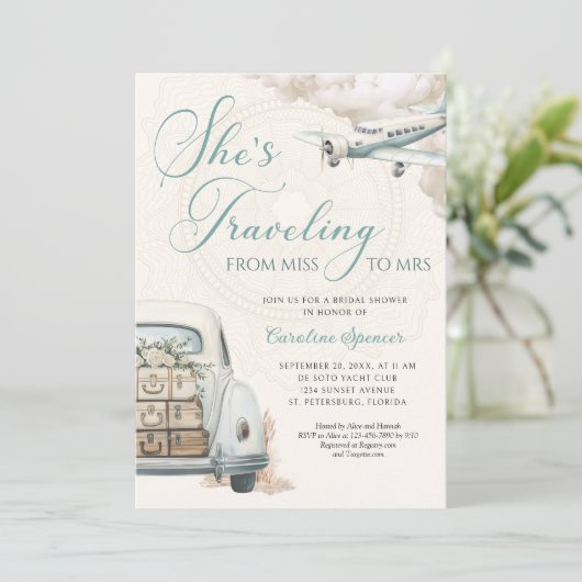 Traveling Adventure Bridal Shower Invitation Kaart (Staand voorkant)