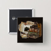 Traveling Doberman - Rocky Vierkante Button 5,1 Cm (Voorkant /achterkant)