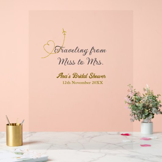 Traveling from Miss to Mrs bridal shower add name Acryl Bord (Huwelijk)