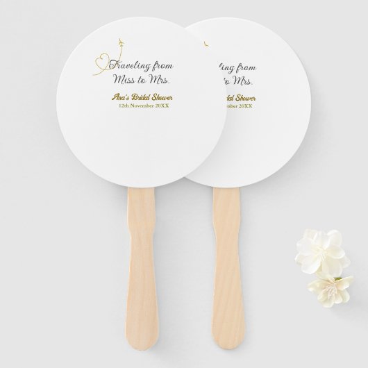 Traveling from Miss to Mrs bridal shower add name Handwaaier (Voorkant en achterkant)