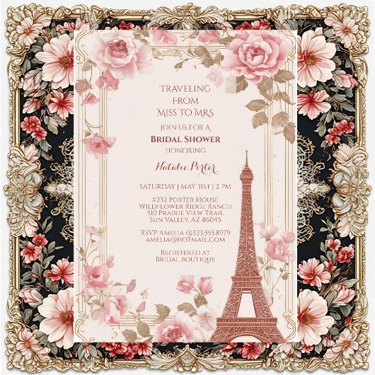 Traveling from Miss to Mrs Bridal Shower Paris Kaart