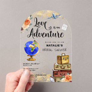 Traveling Love is een Adventure-Vrijgezellenfeest Acryl Uitnodigingen