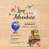 Traveling Love is een Adventure-Vrijgezellenfeest Acryl Uitnodigingen (Voorkant)