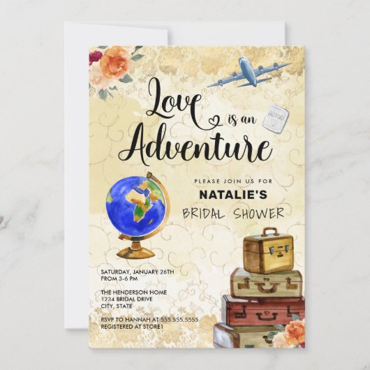 Traveling Love is een Adventure-Vrijgezellenfeest Kaart (Voorkant)