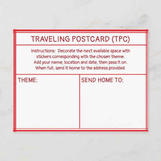 TRAVELING POSTCARD (TPC) BRIEFKAART (Voorkant)