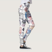 Traveling Voman Visa Stamps Pattern Leggings (Rechts)