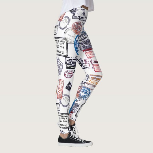 Traveling Voman Visa Stamps Pattern Leggings (Rechts)