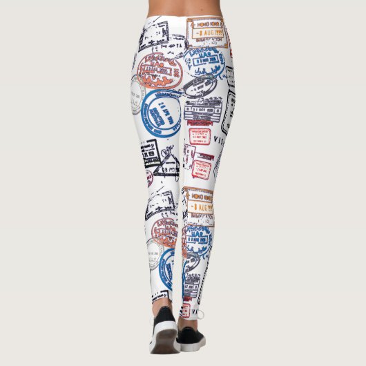 Traveling Voman Visa Stamps Pattern Leggings (Achterkant)