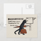 Traveling zwart katje  Briefkaart (Voorkant / Achterkant)