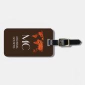 Traveller Wood Wereldkaart zwart monogram naam Bagagelabel (Voorkant horizontaal)
