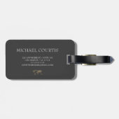 Traveller Wood Wereldkaart zwart monogram naam Bagagelabel (Achterkant horizontaal)