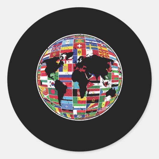 Travelleraar internationale wereldvlaggen ronde sticker (Voorkant)