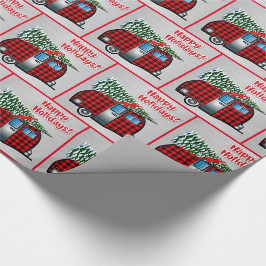 Travellerkamp en kerstmis met bomen cadeaupapier (Hoek)