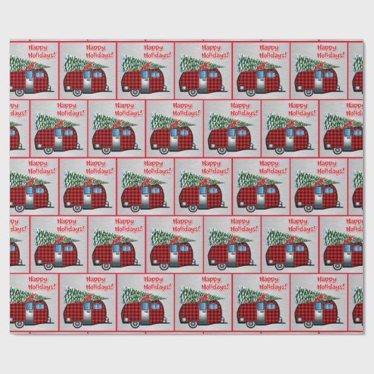 Travellerkamp en kerstmis met bomen cadeaupapier (Vlak)