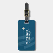 Travellernaam op blauw Bagagelabel (Voorkant verticaal)