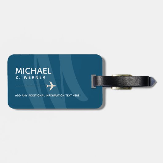 Travellernaam op blauw Bagagelabel (Achterkant horizontaal)